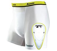 Franklin Sports Youth Compression Short with Cup, Unisex, 5377F4S4P2/0103, White, Grande/X-Large