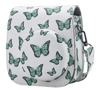 Frankmate Custodia protettiva compatibile con mini 12 11 9 8 fotocamera istantanea con tasca per accessori e cinturino regolabile, Green Butterfly, Borsa a tracolla