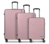 Franky Dallas 3.0 Set di valigie a 4 ruote 3 pezzi con pieghe elastiche rosa
