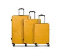 Franky Dallas 3.0 - Trolley rigido con 4 ruote, giallo, Kofferset (3-teilig), Valigia con ruote doppie e lucchetto TSA