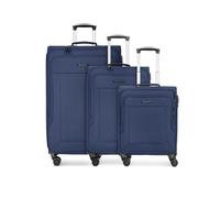 Franky Melbourne 3.0 Trolley E Valigia Set 3 Pezzi | Set trolley softshell con 4 ruote, maniglia con serratura, piega ad espansione, scomparto per camicie e lucchetto a combinazione | 34 l/56 l/90 l