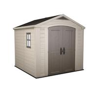 FRANKYSTAR® Factor 8x8 - Casetta da Giardino 256,50x243x255 cm 2 Ante per deposito attrezzi finitura effetto legno in Resina Beige