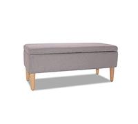 FRANKYSTAR ISTANBUL - Cassapanca ottomana con contenitore da 42L. Panca fondoletto pouf in tessuto con seduta imbottita e piedi in legno di pino (Tortora)