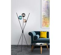 FRANKYSTAR Lance Piantana 3 Aste Nera Con 3 Sfere Vetro Multicolor H. 160Cm