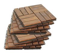 Frankystar Lyva - Pavimento da Esterno con Clip 30x30 cm 10 Piastrelle per Giardino Patio Terrazza Pavimentazione in Legno di Acacia
