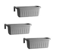 FRANKYSTAR Rondine 50 - set di 3 balconiere da 50cm con agganci regolabili e riserva d'acqua (Grigio)