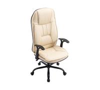 FRANKYSTAR® Yūto -Sedia Da Ufficio Ergonomica 50x47x131 cm Poltrona Direzionale Comoda e Rilassante con Ruote Girevoli in Similpelle Crema