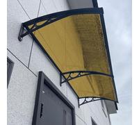 FRANREADER Pensilina Tettoia da Esterno, Tettoia per Esterno Staffe in Policarbonato e Barre in Alluminio, per Balcone Finestre e Porte Amber-60 * 160
