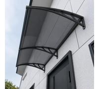 FRANREADER Pensilina Tettoia da Esterno, Tettoia per Esterno Staffe in Policarbonato e Barre in Alluminio, per Balcone Finestre e Porte Smokygray-80 * 200