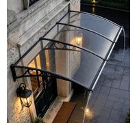 FRANREADER Pensilina Tettoia da Esterno, Tettoia per Esterno Staffe in Policarbonato e Barre in Alluminio, per Balcone Finestre e Porte Transparent-80 * 300