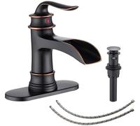 FRANSITON Rubinetto a cascata Rubinetto del bagno Maniglia singola Un foro Finitura Bronzo Lucidato Olio Grande Bocca Rubinetti Lavabo Bronzo Lucidato Olio Rubinetto a cascata