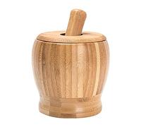 Frantoio di spezie Set di mortaio e pestello in bambù con coperchio Pressa for aglio Ginger Crusher Spezie for macinare Aglio Tritacarne Herb Spice Masher Grinder Chopper Utensile da cucina(Grande)