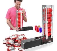 Frantoio elettrico per lattine, automatico in alluminio, per 8 lattine, pulsanti avanti e indietro, resistente, per il riciclaggio di casa e bar, adatto per lattine da 170,1 - 453,6 g