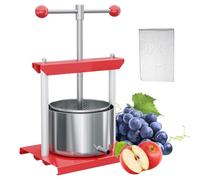 Frantoio manuale per frutta e succhi con sacchetto filtro, capacità 3L e 6L, manico a T e struttura in acciaio inox per la produzione di succhi, vino e olio d'oliva