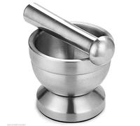 Frantoio, Mortaio in Acciaio Inox, Set di pestelli, macinapepe, Aglio, spezie, utensile da Cucina