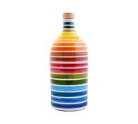 Frantoio Muraglia | Orcio Arcobaleno | Orcio Ceramico Dipinto a Mano 500ml | Olio EVO Peranzana Fruttato Medio | Ideale per Verdure, Pesce e Insalata