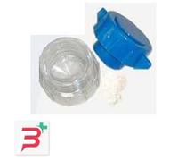 FRANTUMAPILLOLE IN ABS A 2 SCOMPARTI BASE TRASPARENTE COPERCHIO BLU DIMENSIONI 5,4X3,3X4,7 CM