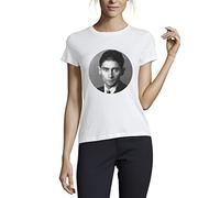 Franz Kafka Writer Photo T-Shirt da Donna in Cotone Girocollo Bianca X-Large