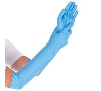 FRANZ MENSCH Hygostar - Guanti in nitrile Extra Safe Superlong | senza talco, confezione blu, 9/L, lunghezza: 50 cm