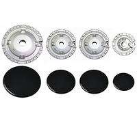 Franza Kit 4 bruciatori Sabaf completi di piattelli spartifiamma Lucidi compatibili con Whirlpool Ignis Bosch per cucina piano cottura 4 fuochi - Made in Italy - WR06