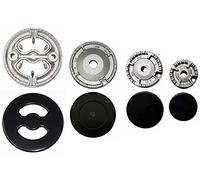 Franza - Kit 4 bruciatori spartifiamma 3 fuochi + tripla corona per cucina piano cottura 4 fuochi - Nero - Acciaio smaltato - Gas naturale - Made in Italy - AR06