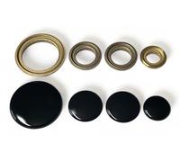 Franza Kit 4 corone spartifiamma anelli in ottone compatibile con Smeg completi di copertura smaltata nera lucida per cucina piano cottura 4 fuochi - Made in Italy - KIT53000