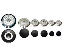 Franza Kit 6 bruciatori Originali Sabaf per Smeg completi di piattelli spartifiamma Opachi satinati 5 fuochi + tripla corona per cucina piano cottura 6 fuochi - Made in Italy - SM28/1