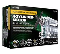 FRANZIS 67175 - Le Grand Kit Technique Moteur 4 cylindres, Modèle réduit en Kit à l'échelle 1:3, 100 pièces à Assembler et à Visser, Module sonore, Instructions et Livre d'accompagnement inclus