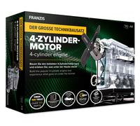 FRANZIS 67175 - Le Grand Kit Technique Moteur 4 cylindres, Modèle réduit en Kit à l'échelle 1:3, 100 pièces à Assembler et à Visser, Module sonore, Instructions et Livre d'accompagnement inclus