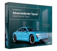 FRANZIS 67203 Porsche Taycan Calendario Dell'Avvento Blu Frozen, Modellino in Metallo, Scala 1:24, Modulo Sonoro e Libretto di 52 Pagine, Colore Blue, Multicolore, Small