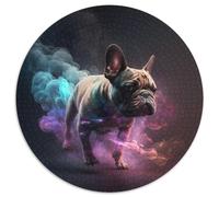 Französische Bulldogge, Nebel-Puzzle für Erwachsene, 1000 runde Papppuzzles, anspruchsvolles DIY-Denkspiel, interaktive Familienaktivität, 1000 Teile (67,5x67,5cm)