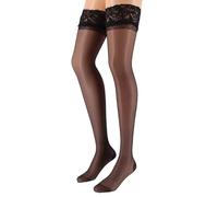 Franzoni Calza Autoreggente Party 20 Denari Velata con Riga, Balza in Pizzo, Autoreggente Donna, Calza Sexy - Made in Italy (Nero, 3-4)