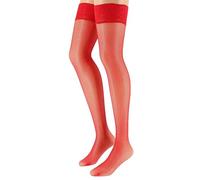 Franzoni Calza Autoreggente Party a Rete con Balza in Pizzo, Taglia Unica, Autoreggente Donna, Calza Sexy - Made in Italy (Rosso)