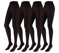 Franzoni Collant Microfibra 50 Denari, Collant Donna, Calze Coprenti a Tinta Unita, Calze Basic - Made in Italy - 4 Paia (Nero, 1-2)