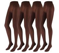 Franzoni Collant Microfibra 50 Denari, Collant Donna, Calze Coprenti a Tinta Unita, Calze Basic - Made in Italy - 4 Paia (Cappuccino, 5)