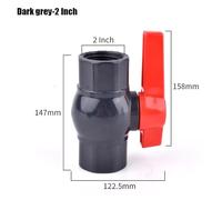 FRAOMHFW Valvola a Sfera in PVC con Filettatura Femmina da 1/2"~2" for Acquario, valvola a Sfera for irrigazione da Giardino, Raccordo for Tubo di Alimentazione dell'Acqua(Dark Grey-2 inch)