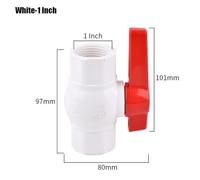 FRAOMHFW Valvola a Sfera in PVC con Filettatura Femmina da 1/2"~2" for Acquario, valvola a Sfera for irrigazione da Giardino, Raccordo for Tubo di Alimentazione dell'Acqua(White-1 inch)