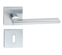 COPPIA MANIGLIA PER PORTA INTERNA MODERNA CROMO SATINATO CROMATA IN OTTONE 139MM