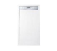 FRASCIO Piatto Doccia 90X170 cm Con Griglia Laterale Line Extra Slim Bianco In Resina Sintetica e Polvere Di Marmo Con Piletta In Omaggio