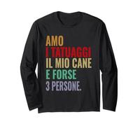 Frase Divertente Uomo Donna Amo Tatuaggi Tattoo e Cani Maglia a Manica