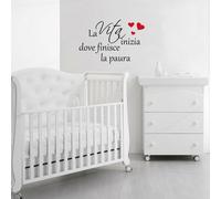 frase la vita inizia dove finisce la paura wall sticker felicità amore a0774
