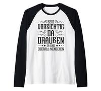 Frase Tedesca Umani Ovunque State Attenti Sarcasmo Maglia con Maniche Raglan