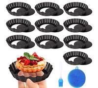 Frasheng 10 Pezzi Stampo Crostata Fondo Amovibile, , 4 Pollici/10 cm, Stampi per Crostatine Acciaio al Carbonio, Antiaderenti Forme Per la Cottura di Dolci