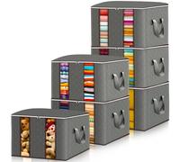 Frasheng Borsa portaoggetti, 6 pezzi da 85 l, organizer per guardaroba, scatole pieghevoli per vestiti, copriletti, biancheria da letto (grigio)