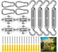 Frasheng Kit di Fissaggio per Vela Parasole,44 Pezzi Kit di Fissaggio per Tende a Vela,Kit di Fissaggio e Installazione per Tenda a Vela Rettangolare e Triangolare per Patio Lawn in Acciaio Inox