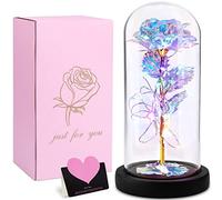 Frasheng La Bella e La Bestia, Rosa per Sempre in Cupola di Vetro,Fiore Artificiale,Kit in Lamina d'oro, con Luce a LED,Regalo Romantici per Fidanzata