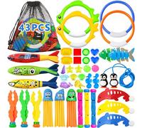 Frasheng Piscina Subacquea Immersioni Giocattolo,43 Pezzi Giochi Piscina Bambini,Giocattoli da Immersione,Set da Immersione Subacquea Giochi da Allenamento in Piscina per Bambini