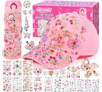 Frasheng Regali per Ragazze Bottiglia d'acqua Fai da Te e Berretto da Baseball, Kit Artigianale per Bambini con Adesivo Unicorno Strass Toy School Regali di Compleanno Ragazza 4-12 anni, Rosa