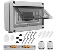 Frasheng Scatola Elettrica da Esterno IP65, Scatola dei Fusibili a Parete, Quadro Elettrico Esterno, Cassetta 8 Moduli, con Morsetti in Ottone, Impermeabile, per Esterni, Giardini o Ambienti Umidi