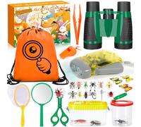 Frasheng Set di giocattoli da esploratore esterno, binocolo per bambini 28 pezzi Set da esploratore per bambini avventuriero,Giocattoli da regalo incl pinzette, Bussola, Fischio, Lente d'ingrandimento